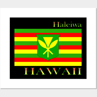 Haleiwa Hawaii Islands Hawaiian Flag Beach Posters and Art